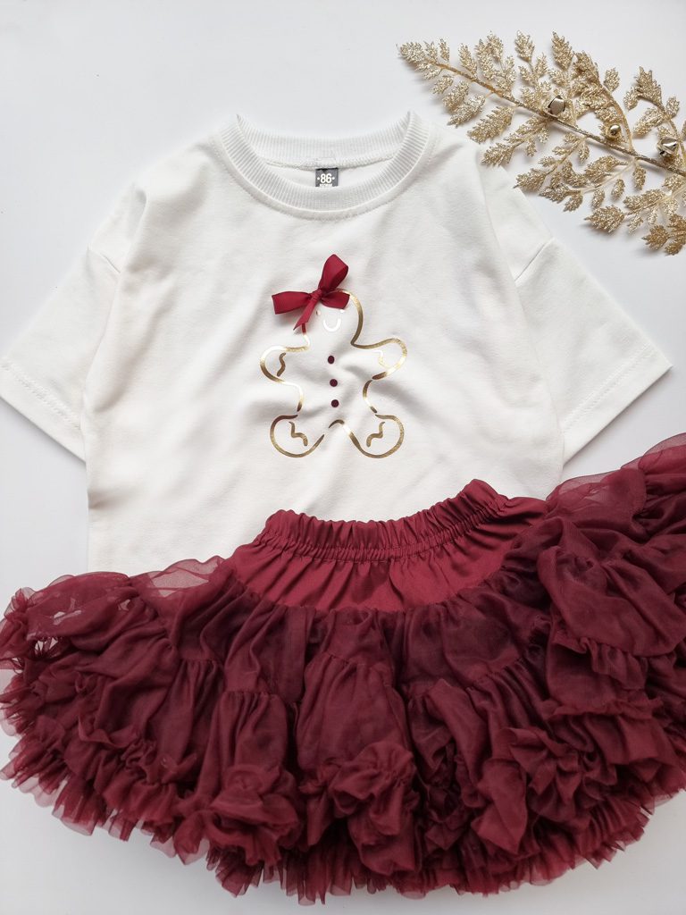 Koszulka dziecięca złoty pierniczek z kokardą