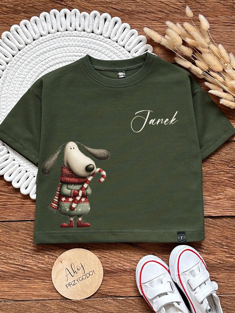 Koszulka dla dziecka świąteczny piesek