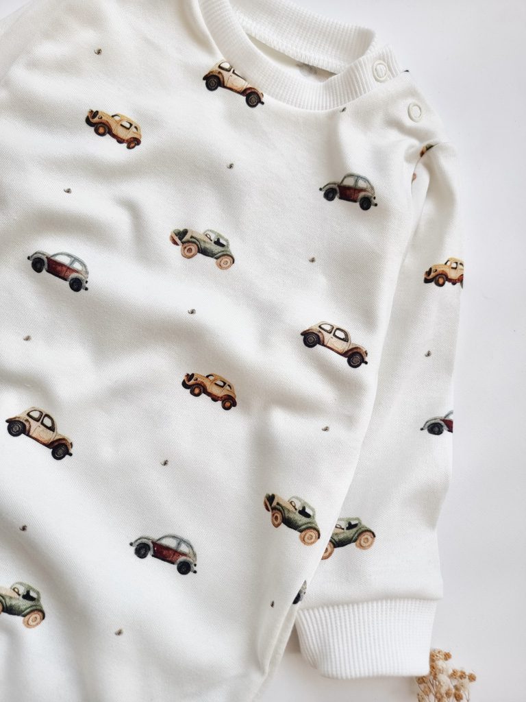 Pajac niemowlęcy bez stópek vintage auta