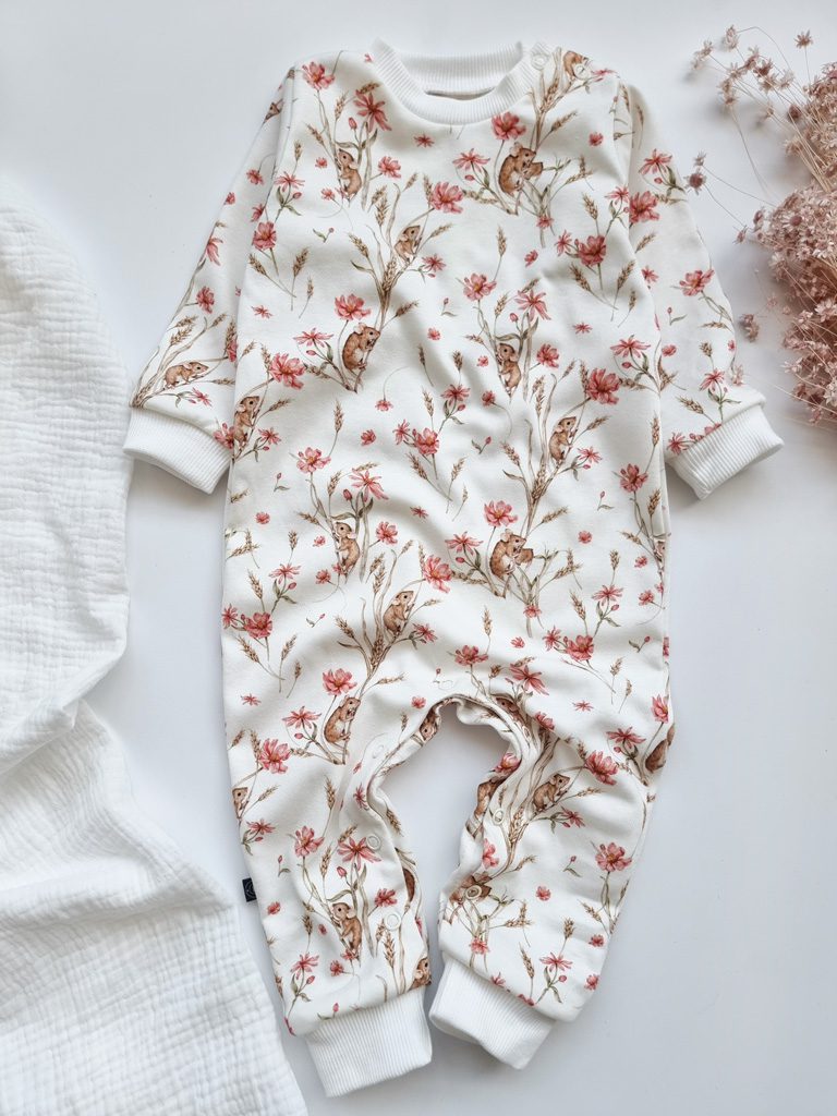 Pajac niemowlęcy bez stópek polne myszki - obrazek 3