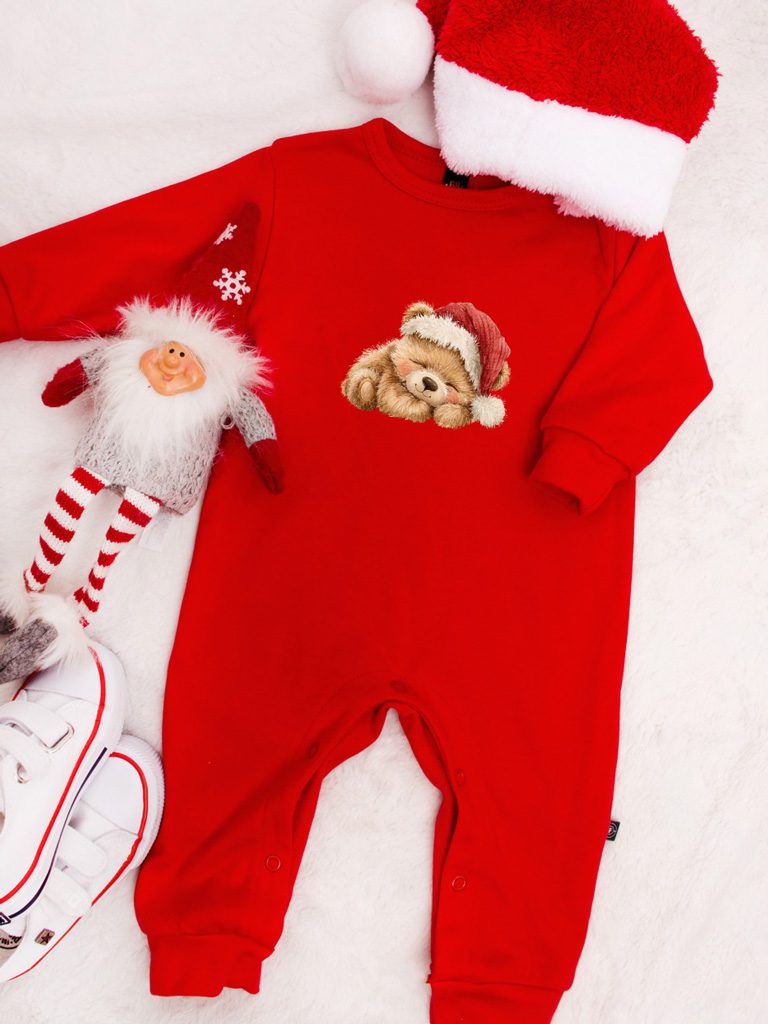 Pajac niemowlęcy z nadrukiem śpiącego misia