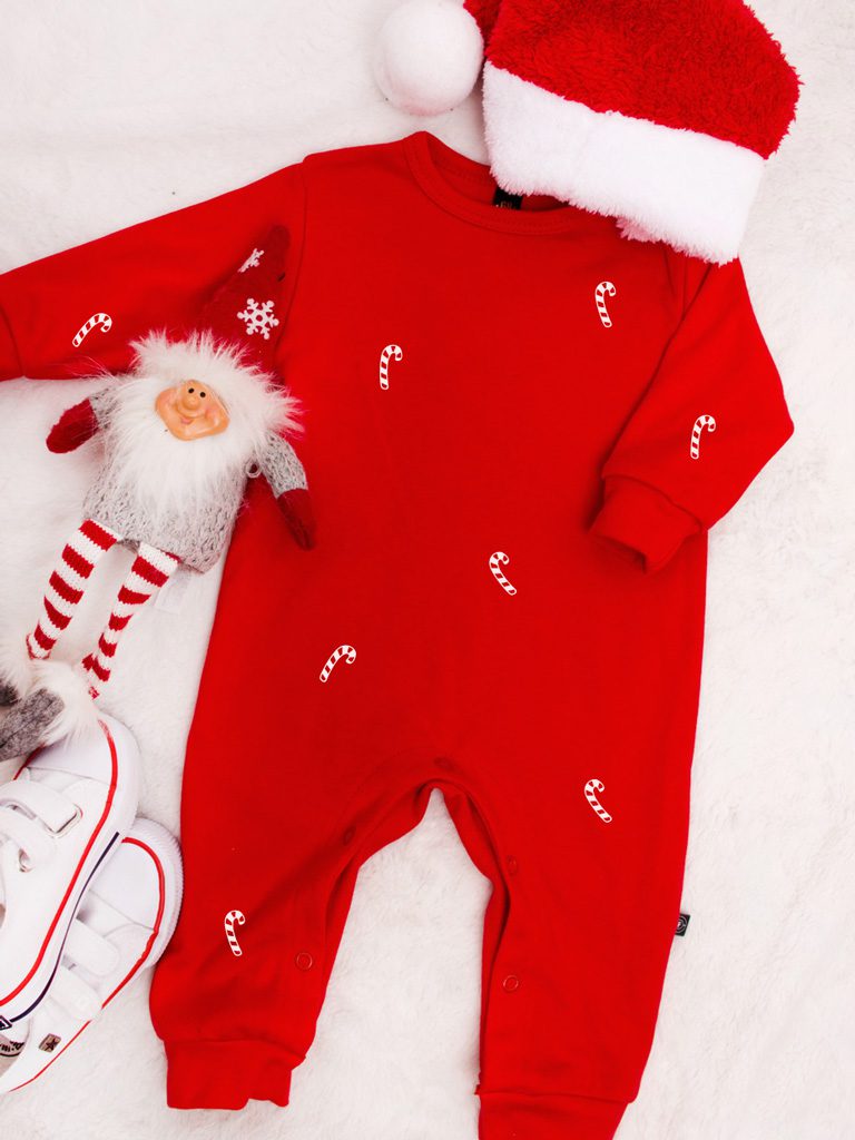 Pajac niemowlęcy z nadrukiem cukrowych lasek