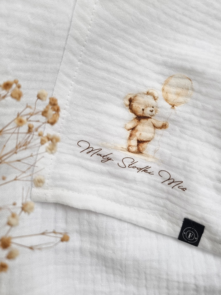 Pieluszka muślinowa słodziak miś z balonikiem