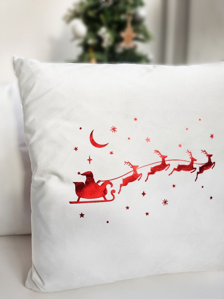 Zestaw 3 poduszek welurowych Wesołych Świąt - obrazek 4