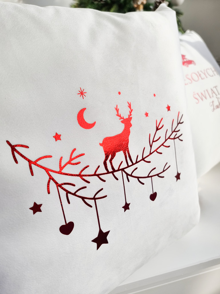 Zestaw 3 poduszek welurowych Wesołych Świąt - obrazek 3