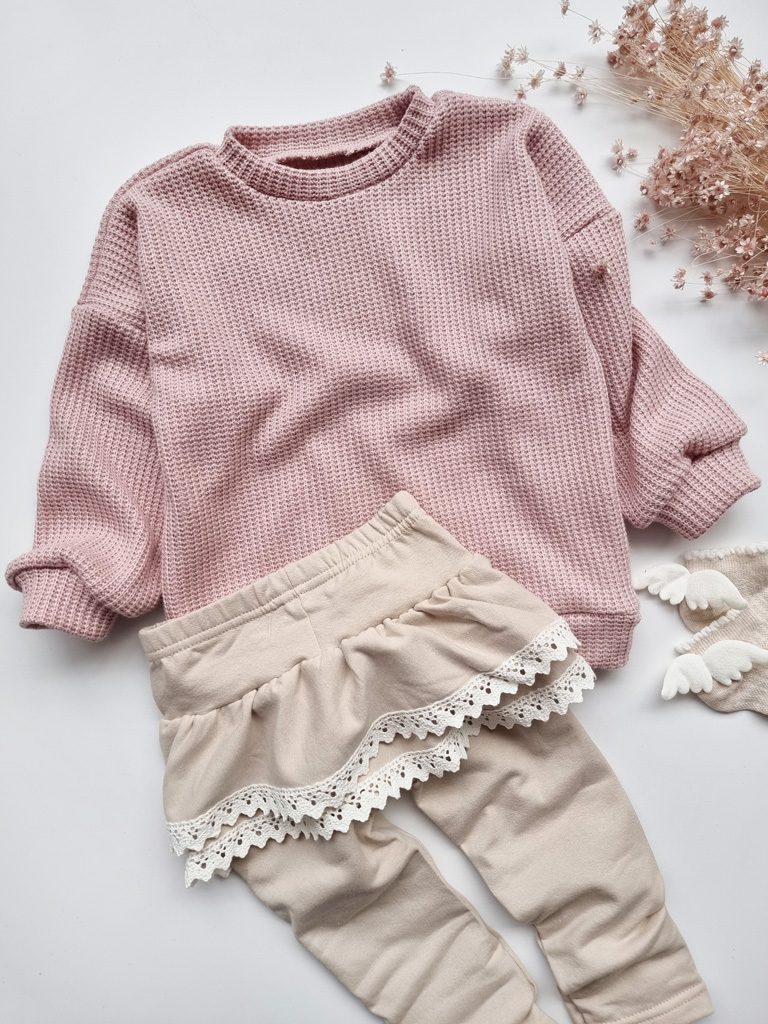 Sweter dziecięcy pudrowy róż