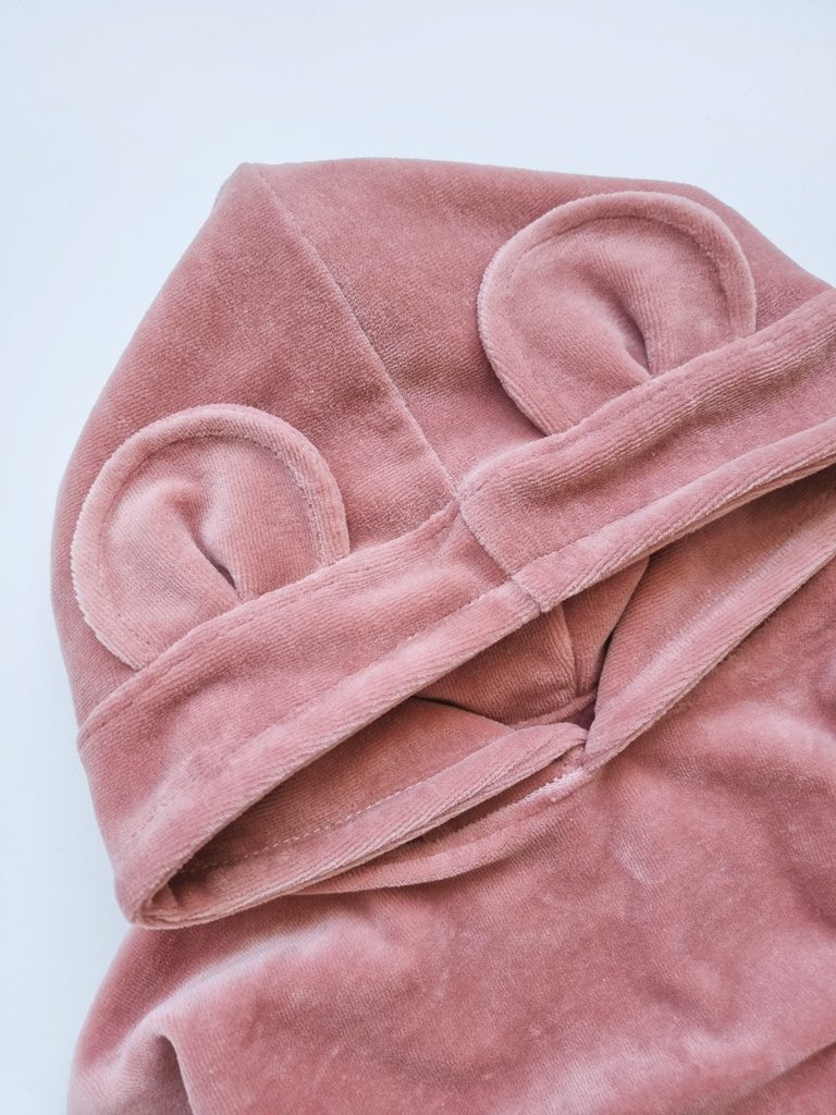 Dres welurowy dziecięcy brzoskwiniowy róż bluza + spodnie - obrazek 4