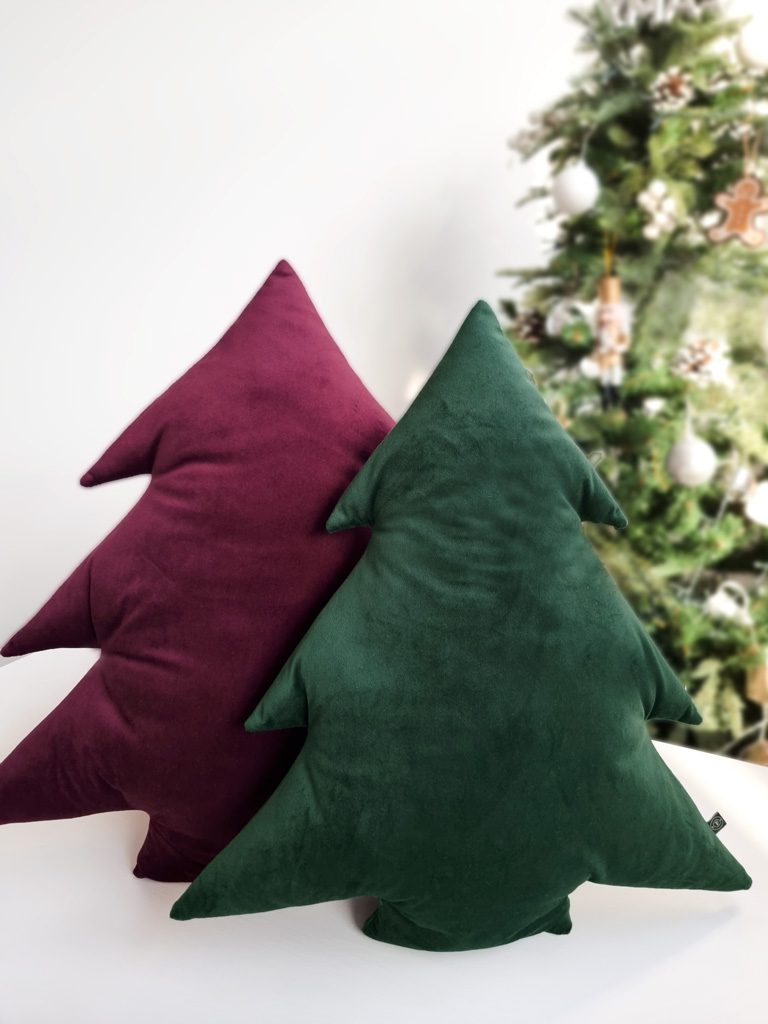 Poduszka welurowa w kształcie choinki