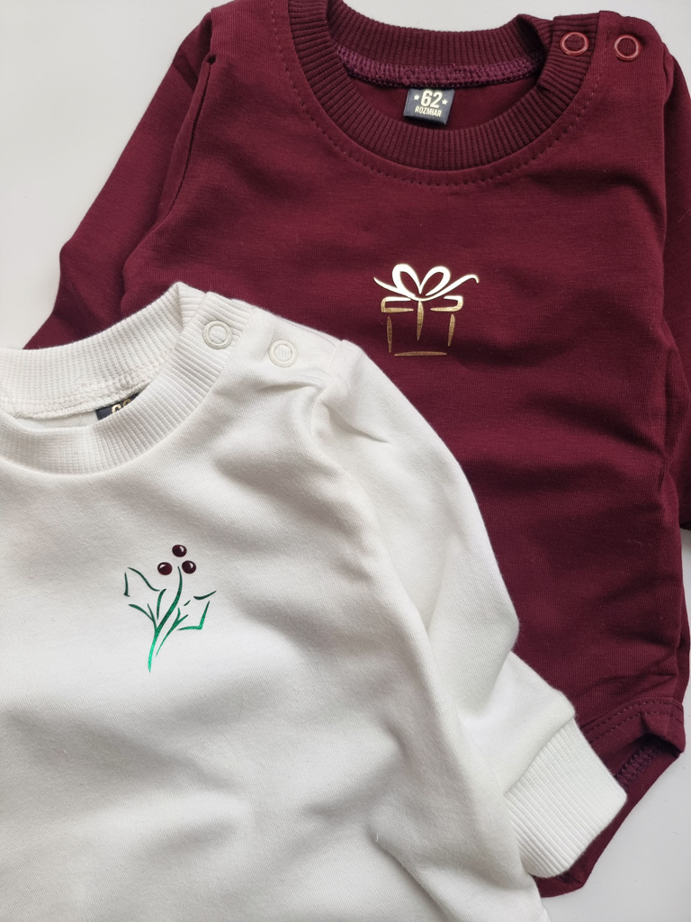 Body niemowlęce z nadrukiem prezentu i jarzębiny - 2pak