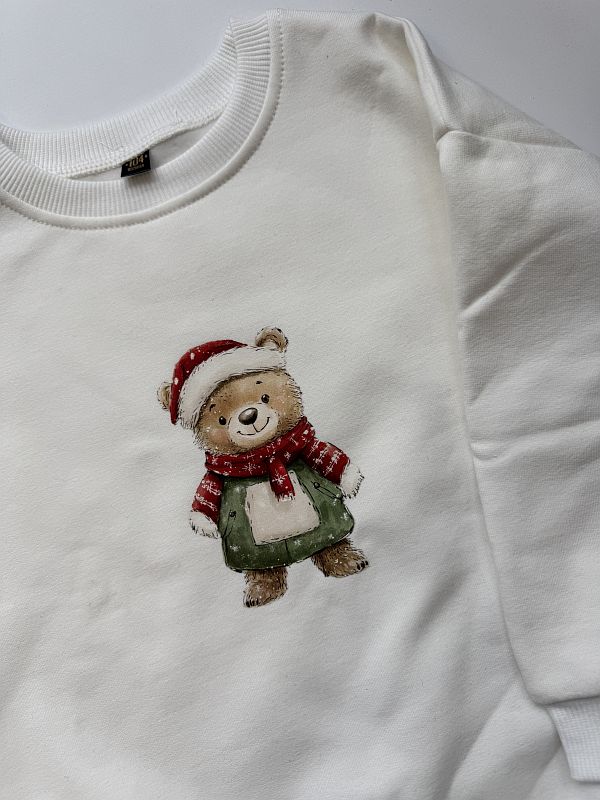 Bluza ecru zimowy miś rozmiar 104