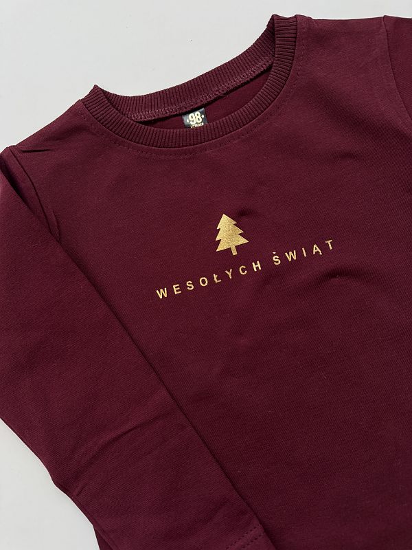 Koszulka bordowa długi rękaw wesolych świąt rozmiar 98