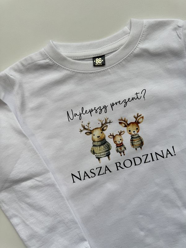 Koszulka biała długi rękaw najlepszy prezent nasza rodzina rozmiar 86