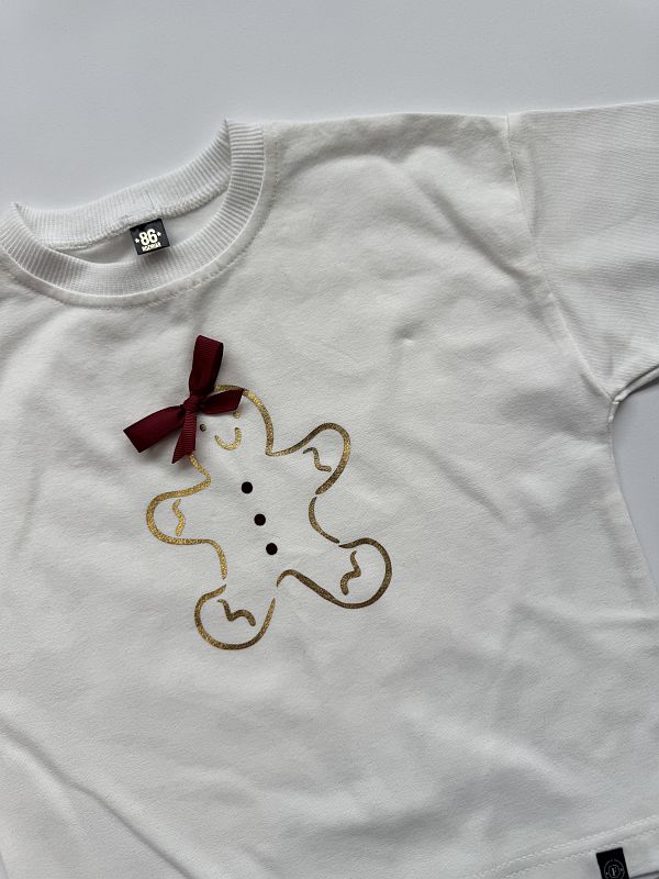 Koszulka ecru krótki rękaw pierniczek rozmiar 86