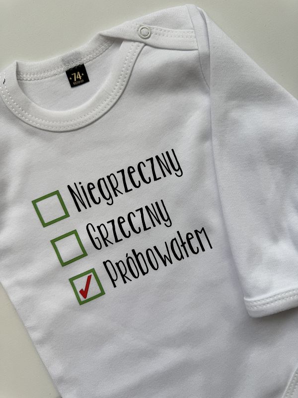 Body białe długi rękaw grzeczny niegrzeczny próbowałem rozmiar 74