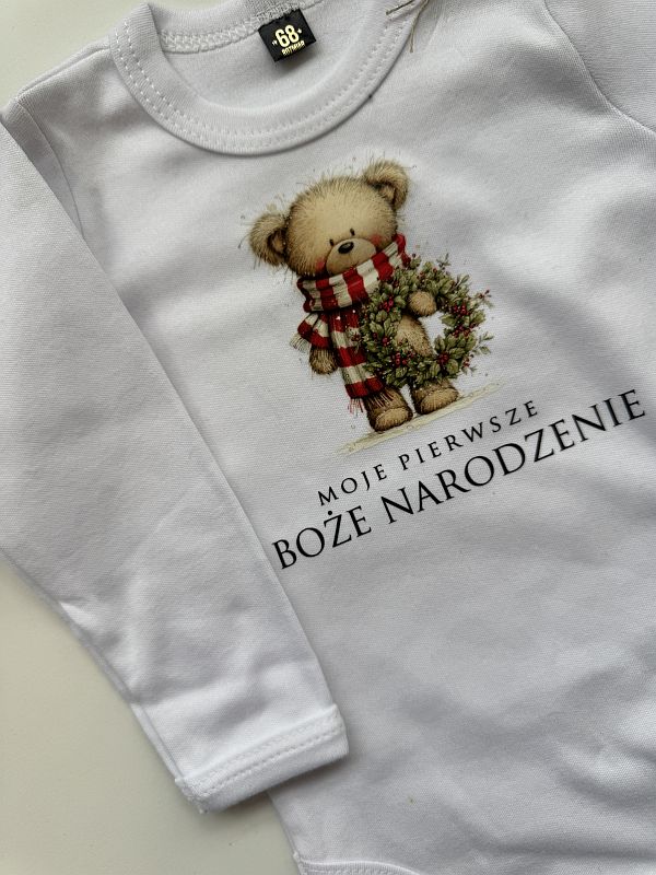 Body białe długi rękaw moje pierwsze Boże Narodzenie rozmiar 68