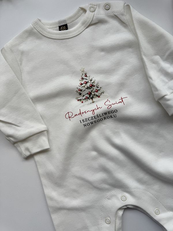 Pajac bez stópek ecru choinka rozmiar 68