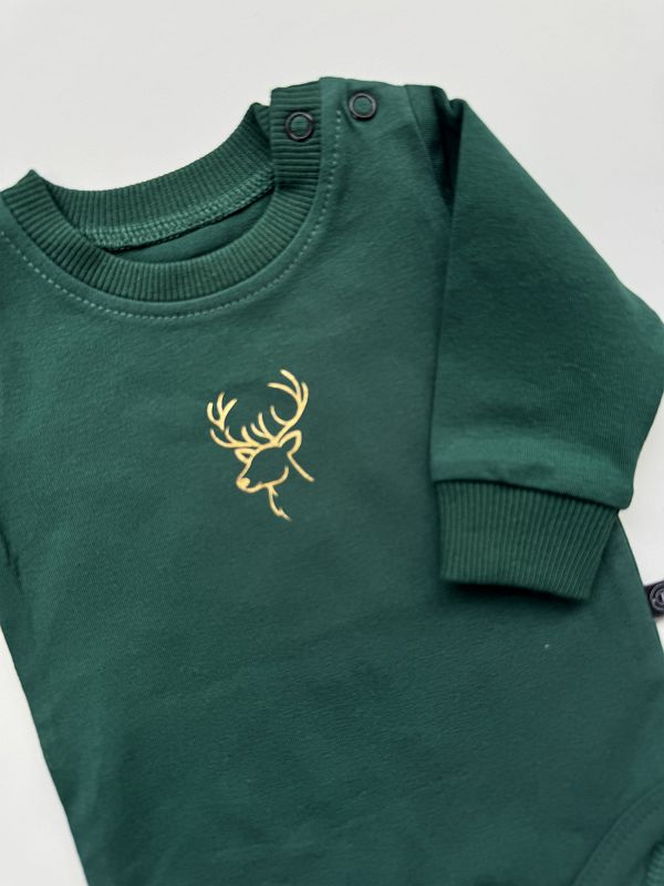 Body zielone długi rękaw renifer rozmiar 62