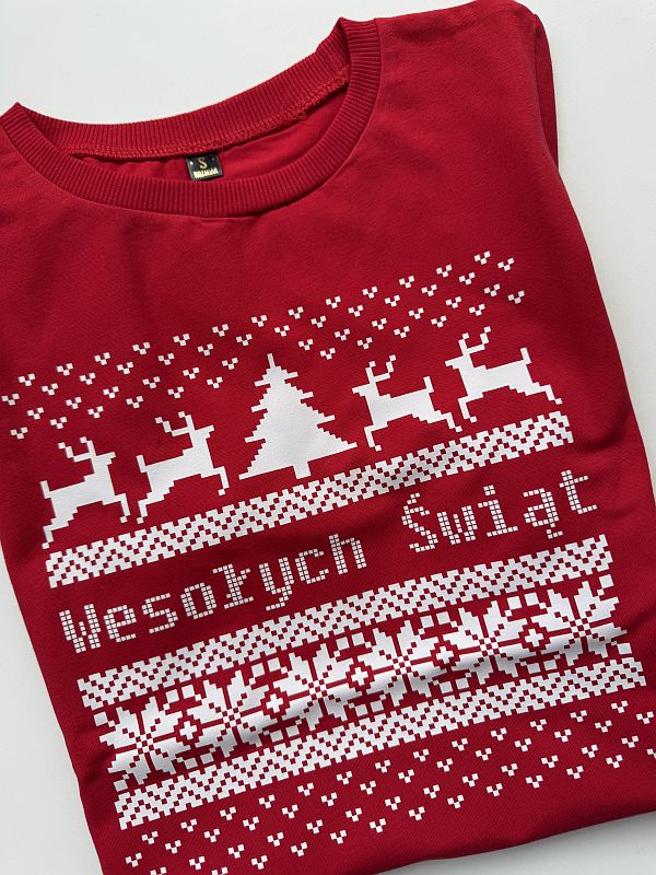 Koszulka damska czaerwona świąteczny sweterek rozmiar S