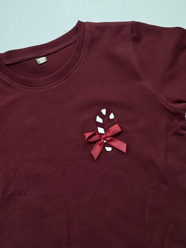 Koszulka bordowa krótki rękaw laska rozmiar 134