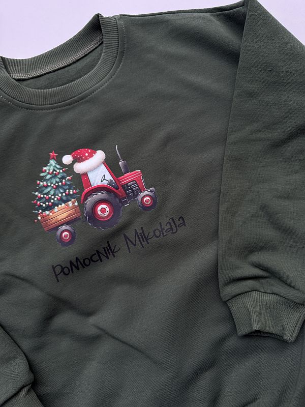Bluza oliwkowa traktor pomocnik Mikołaja rozmiar 122