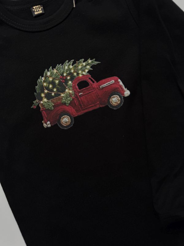 Body czarne długi rękaw samochód z choinką rozmiar 110