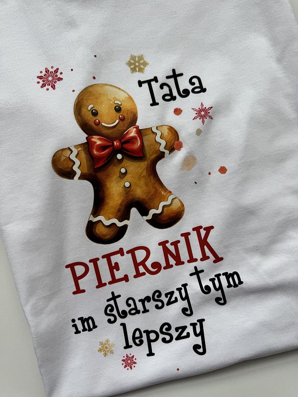 Koszulka meska biała tata piernik rozmiar L