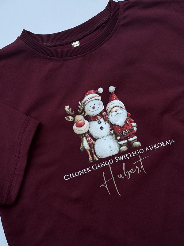 Koszulka bordowa krótki rękaw członek gangu św. Hubert rozmiar 140