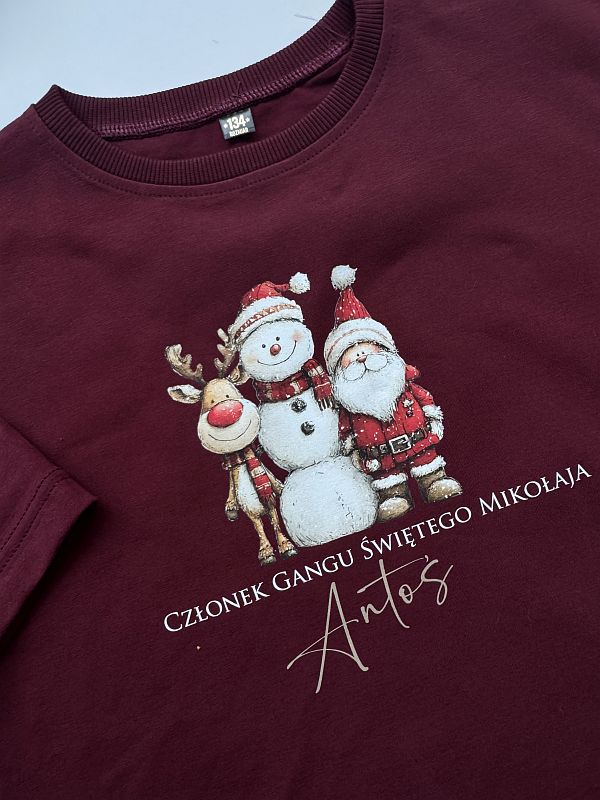 Koszulka bordowa krótki rękaw członek gangu św. Antoś rozmiar 134