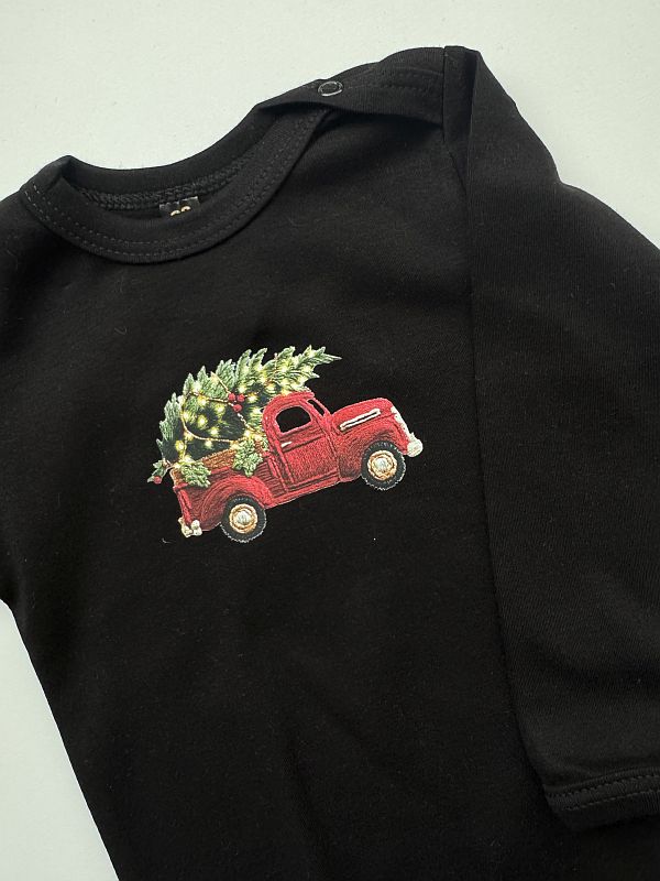 Body czarne długi rękaw samochód z choinką rozmiar 92
