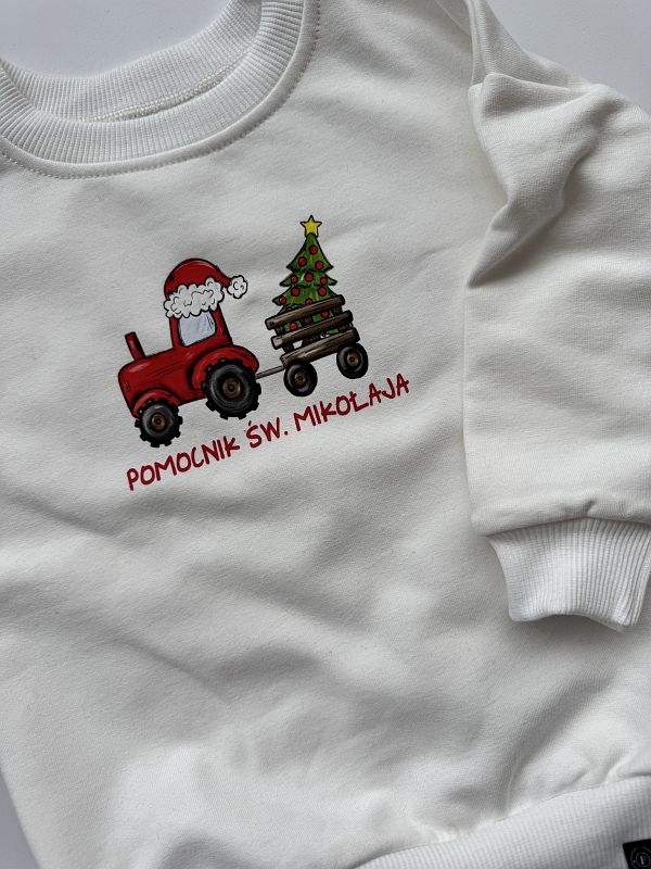 Bluza ecru traktor pomonik Mikołaja rozmiar 86