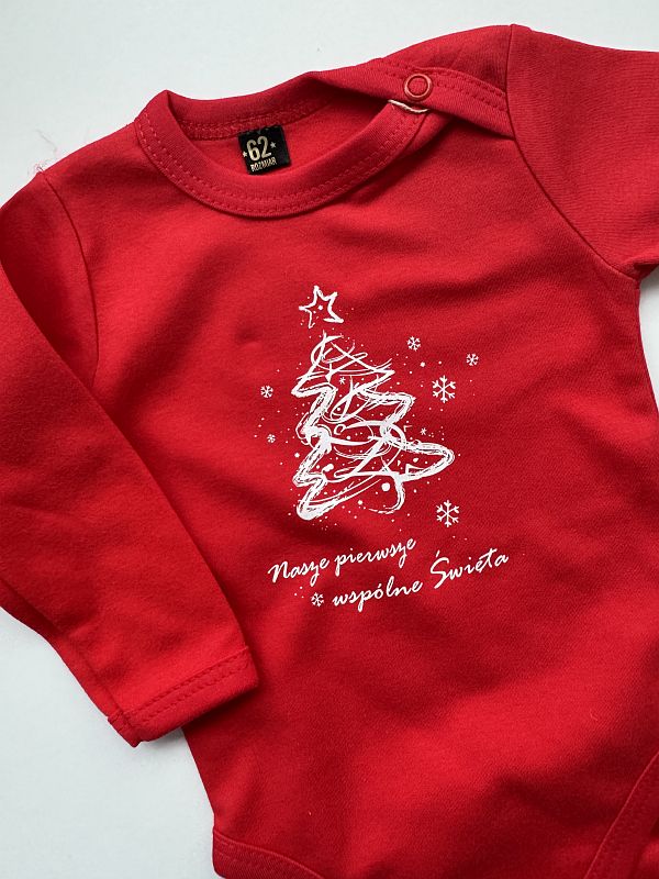 Body czaerwone długi rękaw choinka rozmiar 62