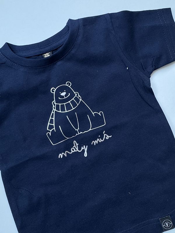Koszulka granatowa krótki rękaw mały miś rozmiar 86