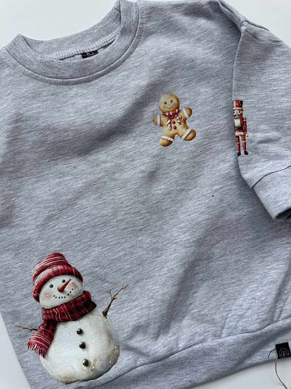 Bluza szara z bałwankiem i pierniczkiem 74