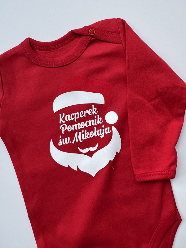 Body czerwone z długim rękawem Kacperek pomocnik mikołaja 74