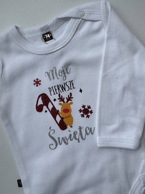 Body białe z długim rękawem moje pierwsze Święta 74