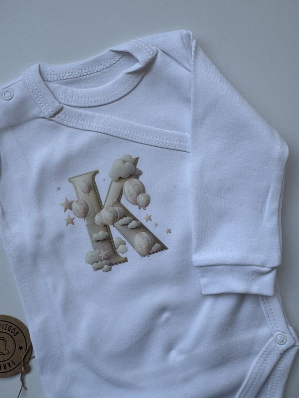 Body kopertowe biale długi rękaw inicjał K rozmiar 68