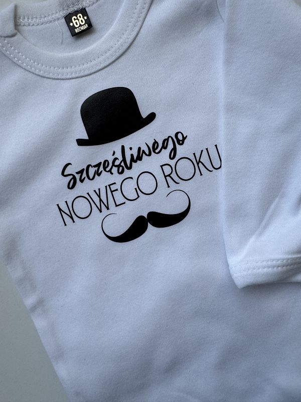 Body białe z długim rękawem szczęśliwego nowego roku 68