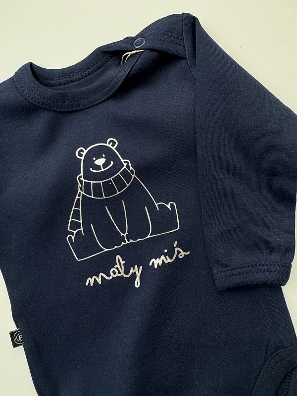 Body granatowe długi rękaw mały miś rozmiar 62