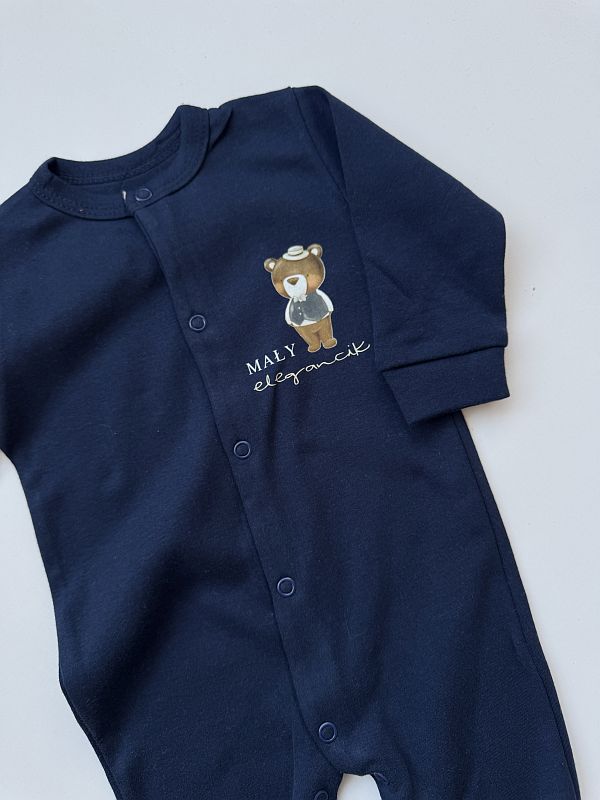 Pajac ze stópkami granatowy elegancik rozmiar 62