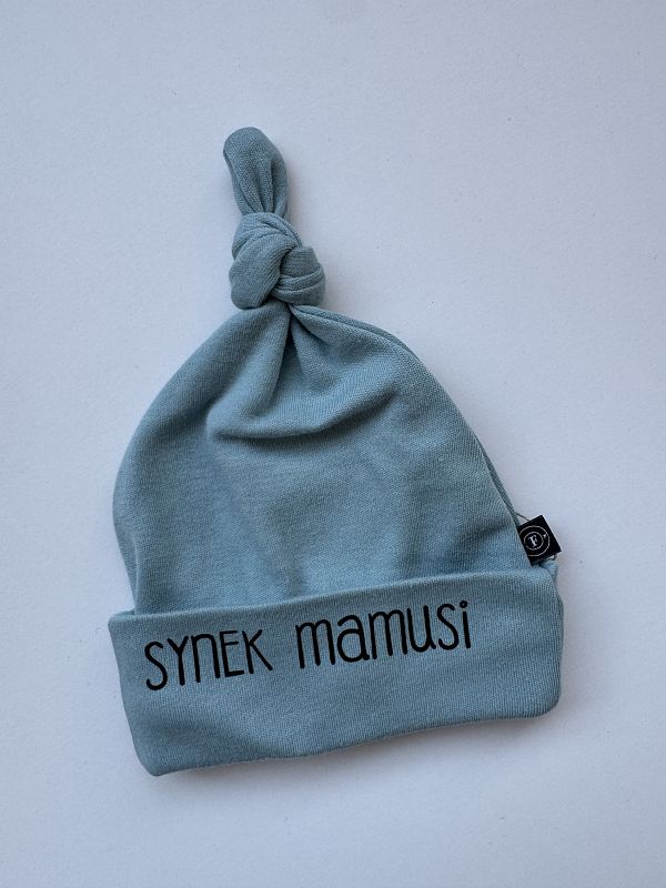 Czapeczka supełek niebieska synek mamusi rozmiar 56