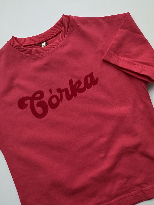 Koszulka koralowa krótki rękaw córka rozmiar 98