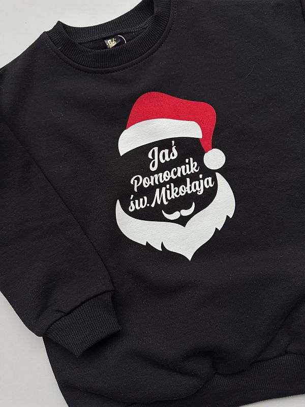 Bluza czarna Jaś pomocnik św. Mikołaja 92
