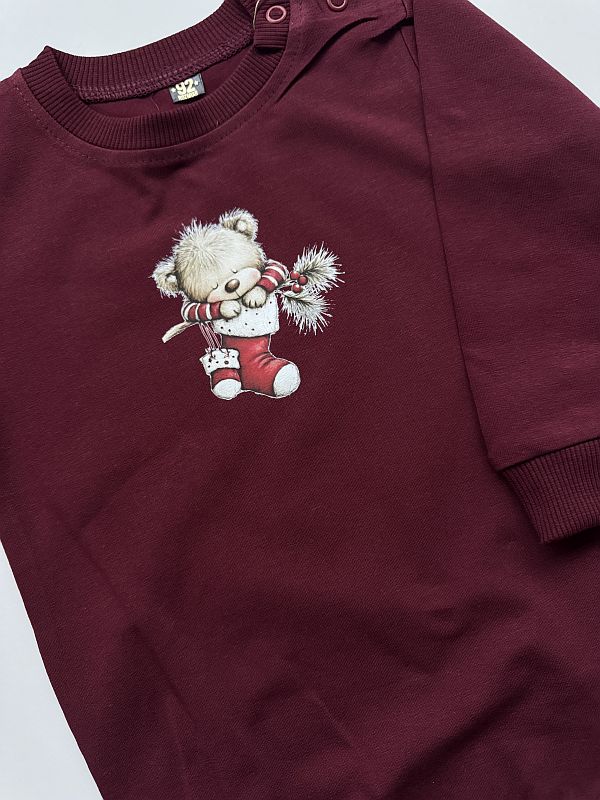 Body bordowe z misiem w skarpecie 92