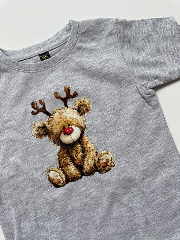 Koszulka szara z krótkiem rękawem z misiem 92