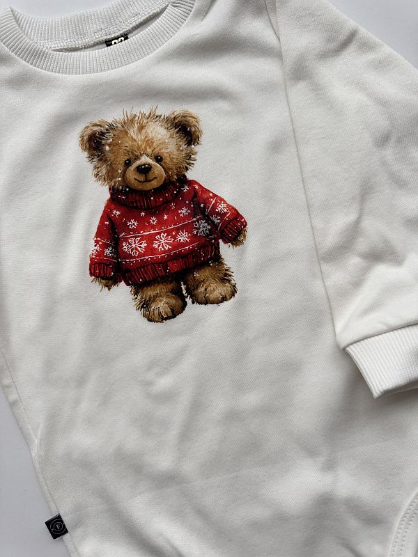 Body ecru z misiem w sweterku 92