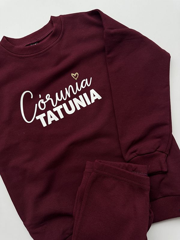 Komplet bordowy bluza + getry prążek córunia tatunia rozmiar 110