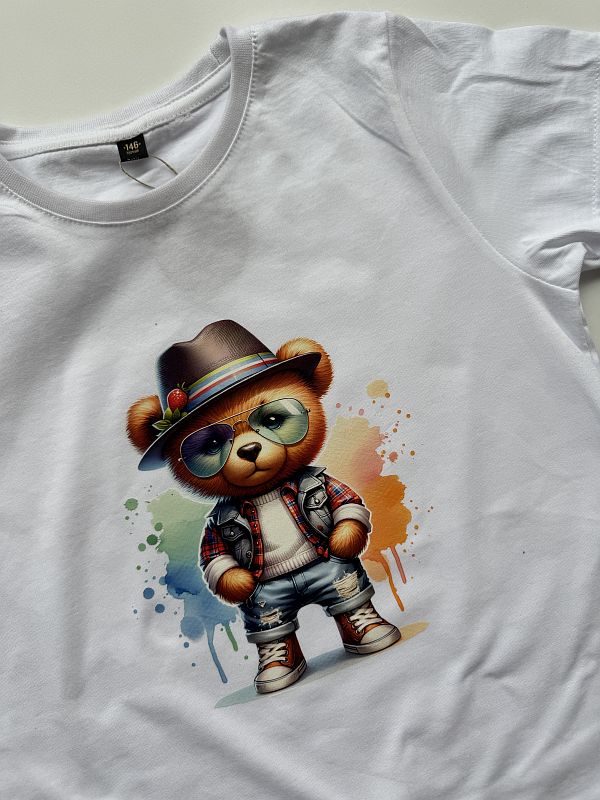 Koszulka biała krótki rękaw mis w okularach rozmiar 146