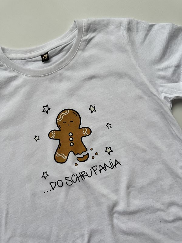 Koszulka biala z ciastkiem "do schrupania" 140