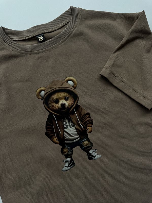 Koszulka oliwkowa krótki rękaw miś rozmiar 122