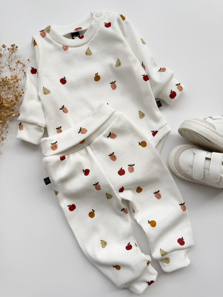 Body niemowlęce prążkowane z długim rękawem jabłuszka - obrazek 4